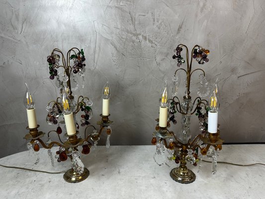 Kerzenhalter aus Kristall und Bronze, 2er Set