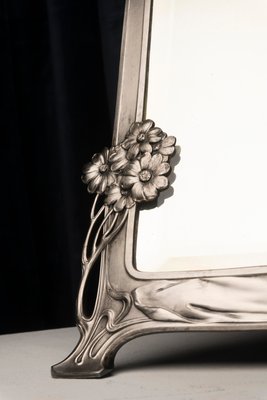 Art Nouveau Mirror with Female Figure and Floral Decoration from