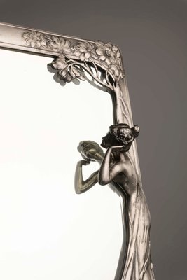 Art Nouveau Mirror with Female Figure and Floral Decoration from