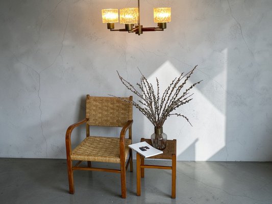 Scandinavian Modern Beech and Woven Rope Armchair by Axel Larsson