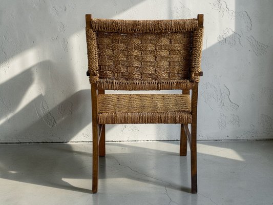 Scandinavian Modern Beech and Woven Rope Armchair by Axel Larsson