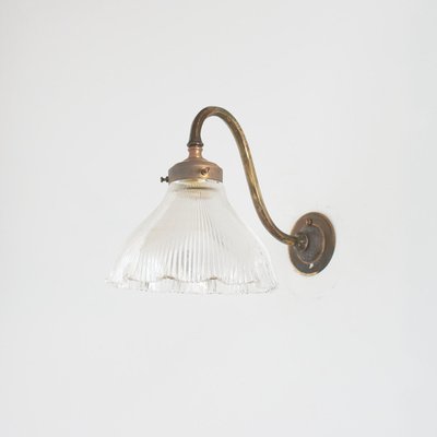Vintage Reclaimed Glass Holophane Wall Light, 1950s for sale at Pamono