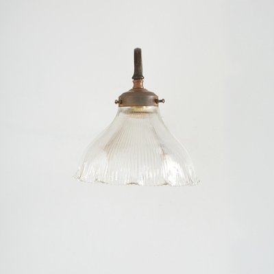 Vintage Reclaimed Glass Holophane Wall Light, 1950s for sale at Pamono