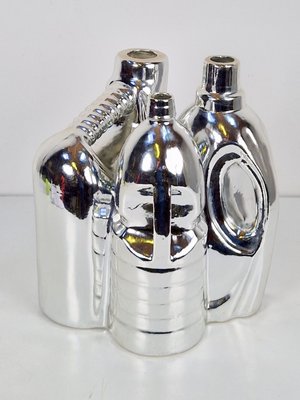 Silver Ceramic Vases and Cleaning Bottles from Pols Potten, 1990s, Set of 3
