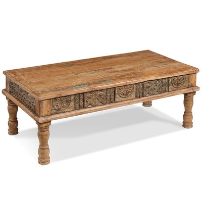 Indian Carved Takhat Coffee Table, 1940s for sale at Pamono