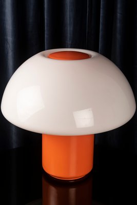 Lampe Mushroom en verre opalin et socle en ABS, années 70