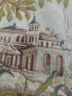 Ancienne Tapisserie Encadrée Style Jacquard Aubusson - Motif Floral - 13 X 13 Pouces
