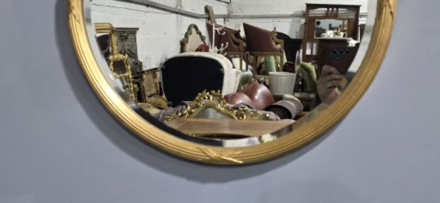 Miroir édouardien Rond Doré, 1900 en vente sur
