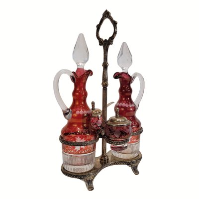 Ancien Serviteur Huile Et Vinaigre Cristal Saint Louis - Bouchon à Facettes