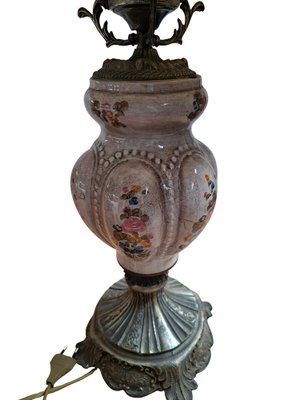 Ancienne Jolie Lampe de Chevet ou Bureau Faïence Bordeaux