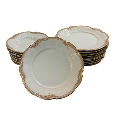 Bavarian Sylvia Dinner Service for 10 in Porcelain with Gilt Rococo Decor from Hutschenreuther, 1960s, Set of 20