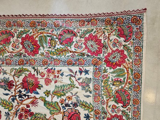 Large Antique Indian Export Chintz Panel in Hand-Block Printed