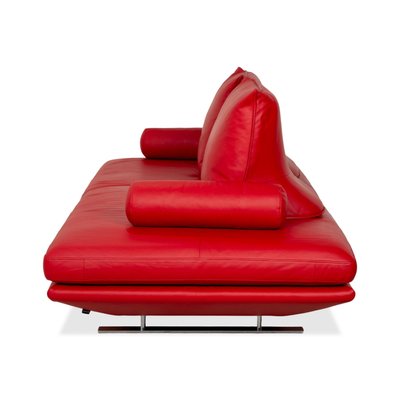Red Leather Prado Two-Seater Sofa from Ligne Roset with Manual