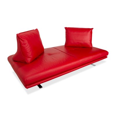 Red Leather Prado Two-Seater Sofa from Ligne Roset with Manual