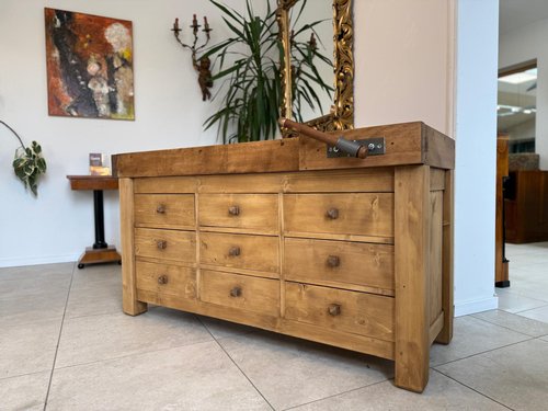 香道 香台 無垢木製 ローテーブル 木組み 職人手仕事 昭和中期 茶道具 古道具 Antique Workbench with Drawers for sale at Pamono