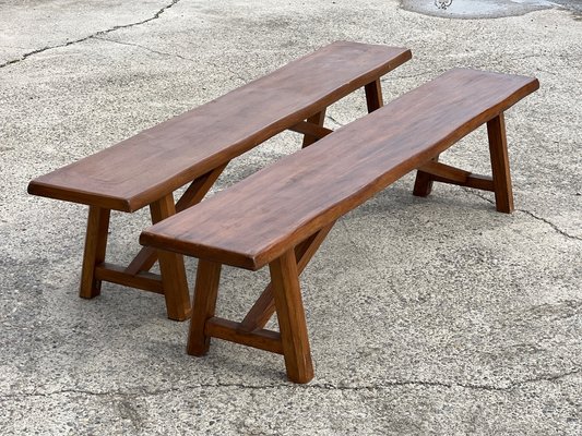 Banc et table en vieux bois exotique