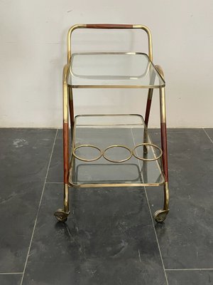 Chariot à Boissons Italien Vintage – Bois Et Laiton, Style Art Déco