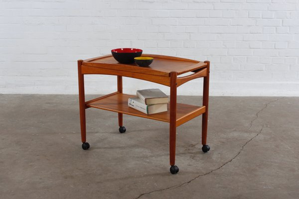 Chariot De Service De Bar à Deux Niveaux Extensible En Teck De Style Scandinave Moderne Danois Et Danois