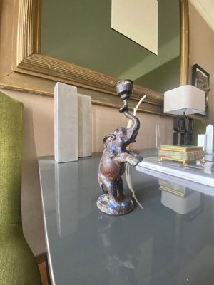 Bougeoir Ancien En Plomb Sculpté – Femme – Objet Vintage à Restaurer Ou En L'état