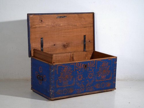Malle ancienne coffre 1930's metal bois carton