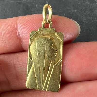 ANCIEN PENDENTIF MÉDAILLE Plaquer Or Breloque Art Nouveau Emaux De Limoges EUR 10,90 - FR
