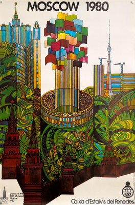 Moscow 1980 Olympics Poster by V. Davidov for sale at Pamono