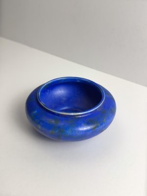 Art Deco Chameleon Ware Bowl in Cobalt Blue from George Clews