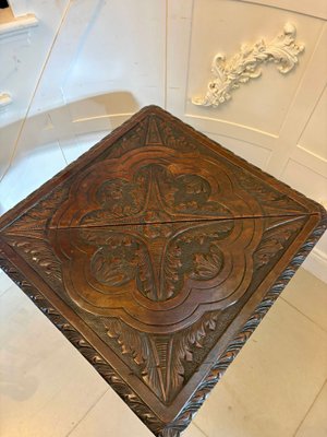 Antique George III Carved Mahogany Folding Corner Table, 1800 for