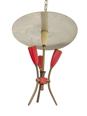 1950 LUSTRE EN LAITON OURSIN DU MILIEU DU SIÈCLE SPUTNIK