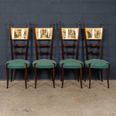 Italian Dining or Games Table and Chairs with Playing Cards Motif