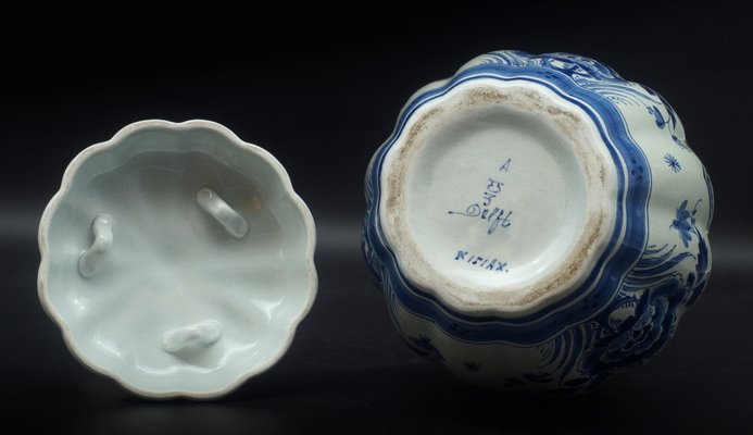 delft tobacco jar Vintage Porcelin Lidded Tobacco Jar with Flowers from Royal Delft, 1928 for  sale at Pamono