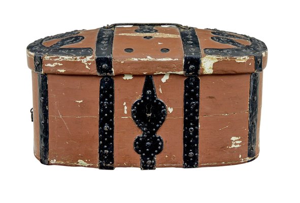 Swedish Brown Painted Shaped Strong Box, 1860 for sale at Pamono