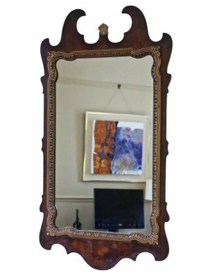Miroir Mural Rustique Voglauer – Bois Brun, 143x71 Cm, Autriche, Ancien