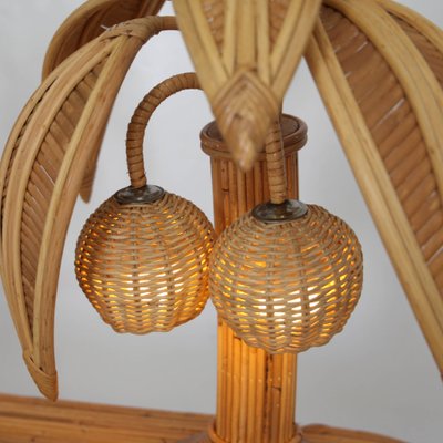 Lampe Vintage En Bois Et Noix De Coco - Cocotier - Lampe De Table Rétro