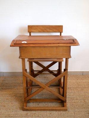 Ensemble Bureau Industriel Vintage Avec Siège Libellule - Table à Repasser Détournée, Design Original