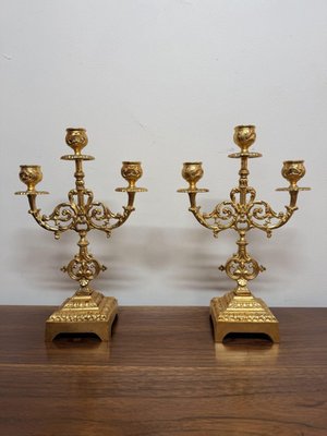 Bougeoir En Laiton Du XXe Siècle - Hauteur 20 Cm - Décoration Art Doré