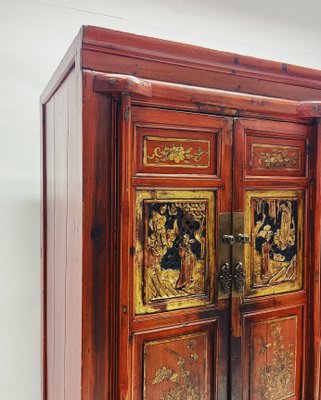 Armoire Chinoise Ancienne 3 Portes Début XXe – Bois Massif Style Oriental