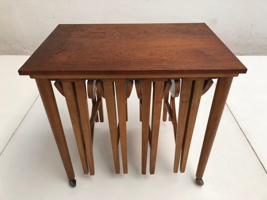Danish Vintage Teak Drop Leaf Nesting Tables 1960s