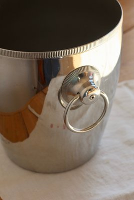 Seau à champagne Art Déco français en métal argenté de