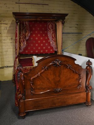 Victorian Mahogany Half Tester Bed with Canopy, 1840s for sale at