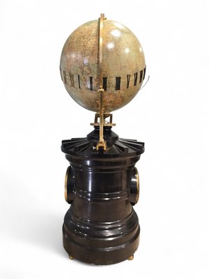Horloge Murale Globe Mystère Française - XIXème - Émail Bleu - Style Ancien