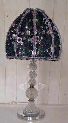Lampada Da Tavolo In Vetro Colorato 8 Pollici, Stile Vintage Con Base In Metallo, Paralume Artigianale Per Camera Da Letto E Soggiorno, Altezza 35 Cm