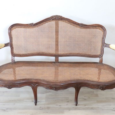 Antique Walnut Sofa in Vienna Straw, 1700s for sale at Pamono
