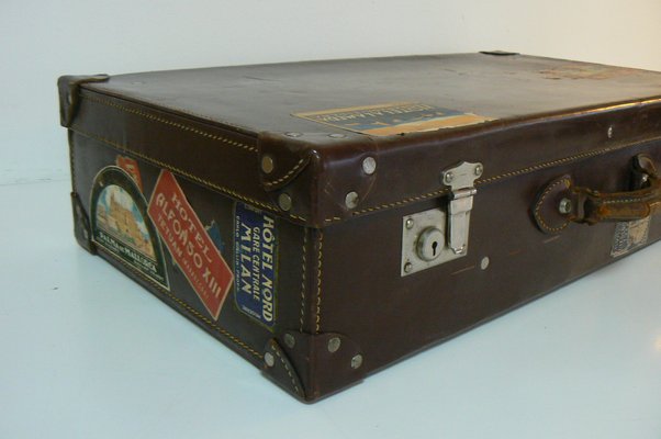 valigia in cartone Made in Italy vintage 1950s inserti in pelle