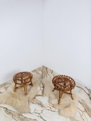 Handgefertigter italienischer Mid-Century Hocker aus Bambus & Rattan im  Stil von Albini fr Tito Agnoli, 1960er bei Pamono kaufen