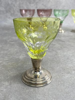 Lot De 3 Verres Colorés Du 20ème Siècle – Vase Ou Déco Vintage