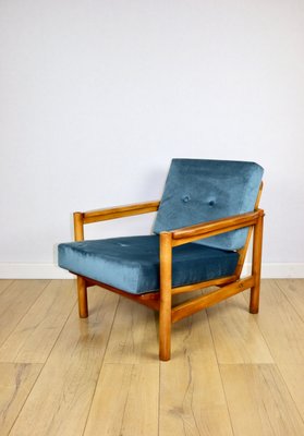 Vintage Lounge Chair in Sea Blue by Z. Bączyk for sale at Pamono