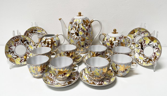 Vintage Golden Daisy Coffee Set for Eight People from Lomonosov