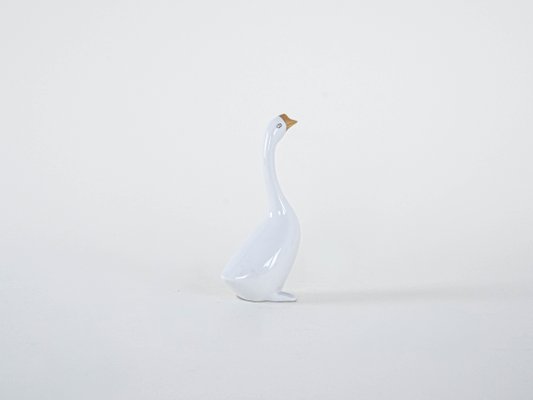 FIGURINE 2 CYGNES ENLACES DÉCORATIF COLLECTION VINTAGE CÉRAMIQUE BLANCHE