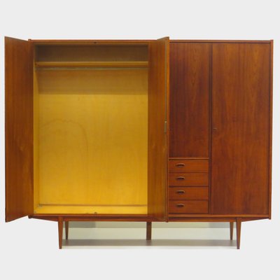 Vintage Scandinavian Four-Door Wardrobe in Teak, 1960s for sale at
